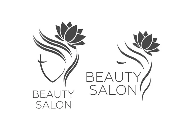 Kuaför Salonu Için Güzel Kadın Yüzü Logosu Şablonu Logo Saç — Stok Vektör