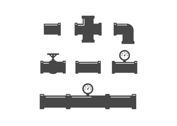 Pipes Fittings Tap Pipe Fittings Vector Icons Set — Stock Vector