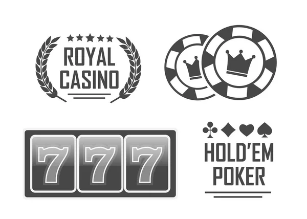 幸运的七头彩 卡西诺矢量信号集 扑克俱乐部标志 — 图库矢量图片
