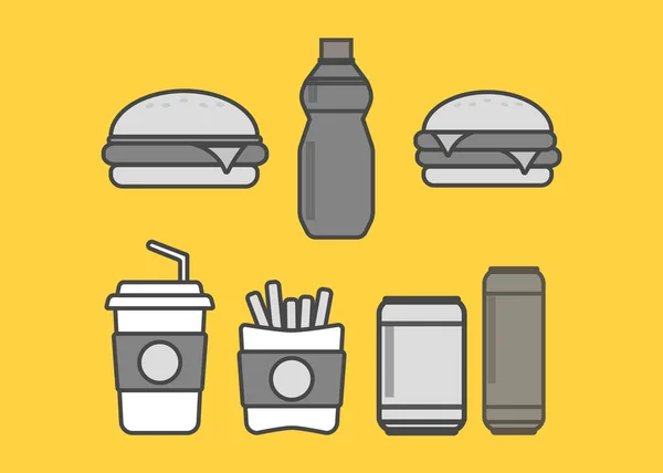 Set Iconos Diseño Plano Colorido Comida Rápida Hamburguesa Sándwich Vector — Archivo Imágenes Vectoriales