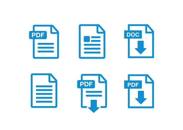 Datei Download Symbol Dokumentsymbole Gesetzt Pdf Datei Herunterladen Symbol — Stockvektor