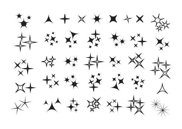 Luces Centelleantes Estrellas Establecidas Luz Brillante Efecto Estrella Brillo Luces — Archivo Imágenes Vectoriales