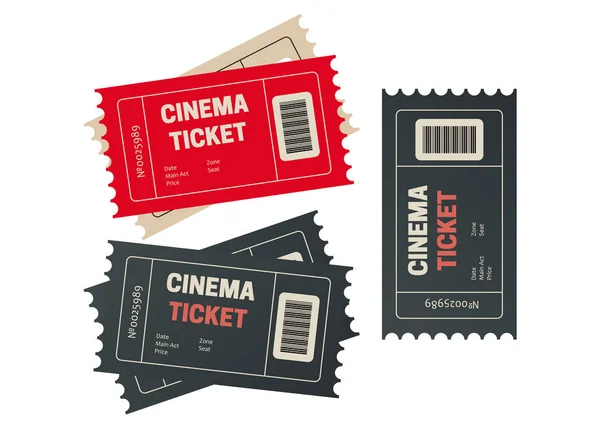 Papiertickets mit Nummern. Retro-Kino oder Kinokarten. — Stockvektor