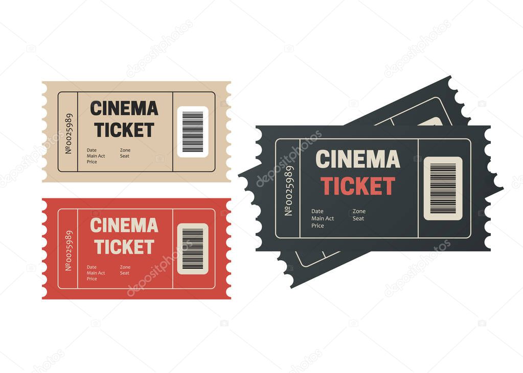 Two cinema vector tickets isolated. Movie tickets. Event icons