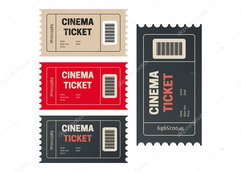 Vector two designed cinema tickets. Movie tickets. Event icons