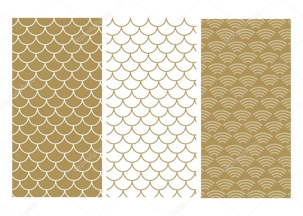 Japanese Gold background and pattern. Wave pattern. Sea japan pattern vector 
