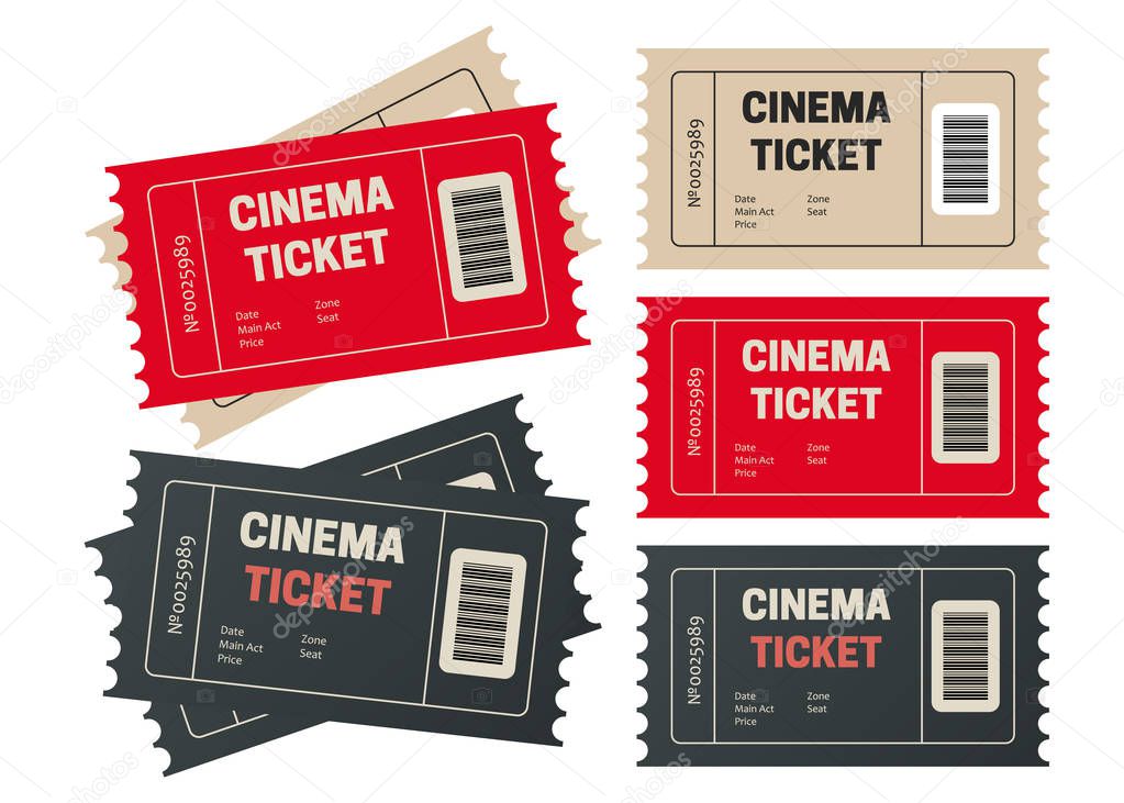 Ticket template for your event. Retro cinema or movie tickets.
