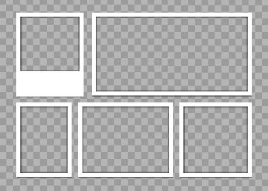 Fotoğraf çerçeveleri gerçekçi alt gölge ile. Boş fotoğraf çerçeve gölge şablonu 