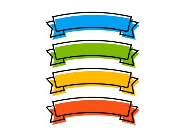 Modern şerit afiş kümesi vektör. Şerit renk düz stil