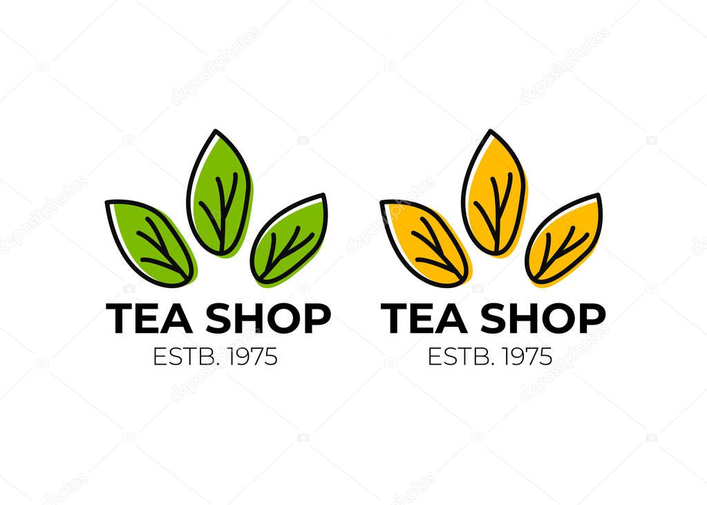 Tea leaf logo. Green tea vector icon