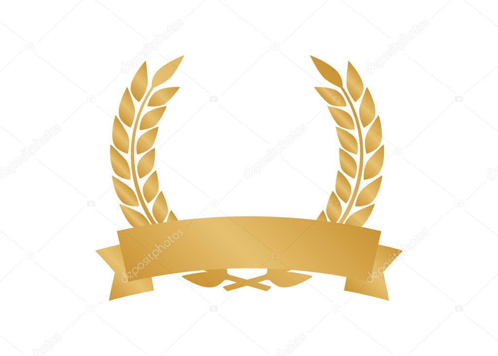 Vector gold laurel. Laurel wreath award and golden ribbon.