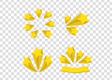 Sarı yıldız. Yıldız kümesi. Yıldız öğeleri beyaz arka plan üzerinde patladı.