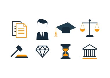 Avukat kavramı. Düz stil avukat simgeler. Avukat işareti ve simge vektör