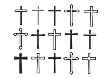 Christian çapraz. Hıristiyan çapraz simgeler. siyah çizgi Hıristiyan çapraz