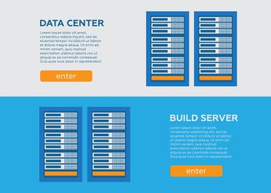 Veri merkezi ve pankartlar kuruldu. İnternet ağı veritabanı. Veri merkezi 