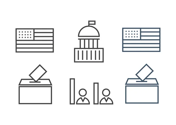 Eleição Ícone Governança Votação Eleições Ícones Lineares Política Governamental —  Vetores de Stock