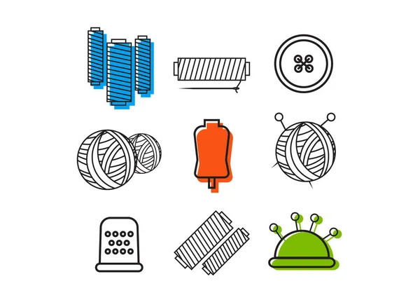 Handgefertigte Schwarze Thin Line Icons Handgemachtes Werkstatt Logo Set — Stockvektor