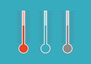 Meteoroloji termometre ısı ve soğuk vektör. Termometre simge sıcak ve soğuk. Hava termometre vektör