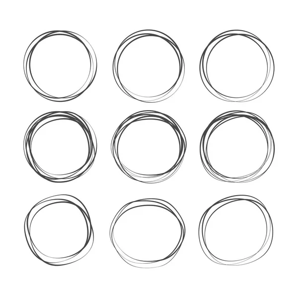 Doodle Sketched Circles Doodle Circle Ring Sketch — Stock Vector