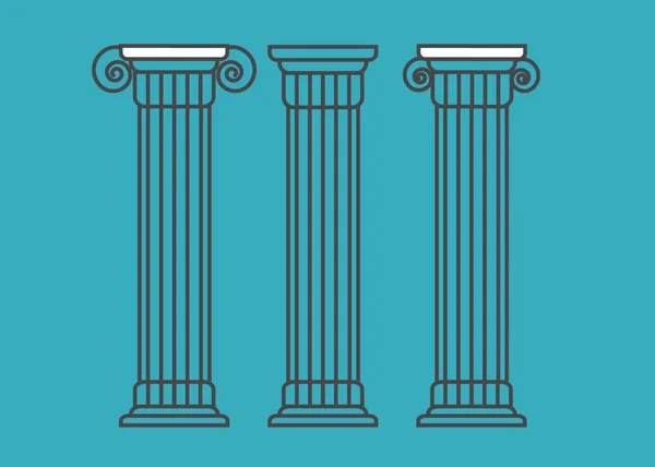 Греческая Римская Колонны Контурная Векторная Иллюстрация Столба Иконка Греческой Колонны — стоковый вектор