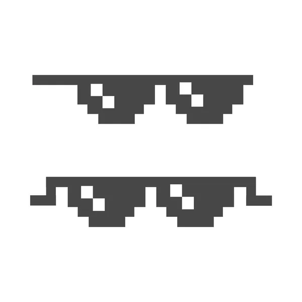 Funny Pixelated Sunglasses 8Bit Style Sunglasses Vector Icon — Stock Vector