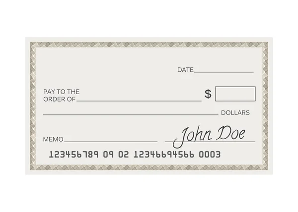 Blanco cheque sjabloon. Controleer vectorsjabloon. template bankcheque — Stockvector