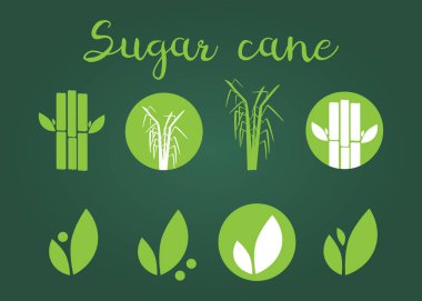 Şeker kamışı siluet simgeler. Şeker kamışı vektör çizim