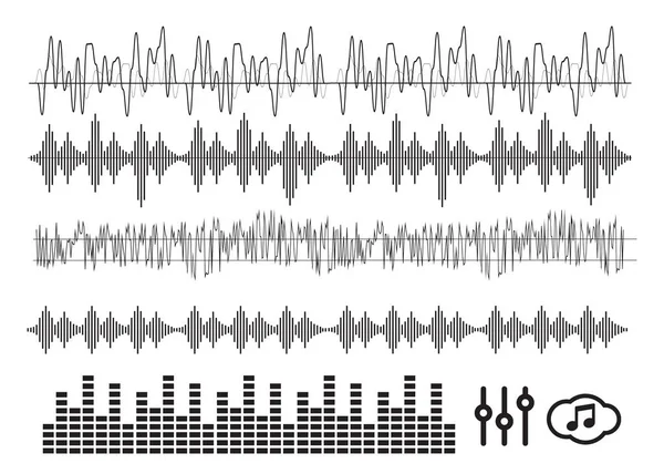 Onde Signal Activée Signaux Analogiques Ondes Sonores Numériques — Image vectorielle