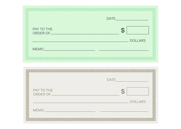 Blank Check Template Check Vector Template Banking Check Template — Stock Vector