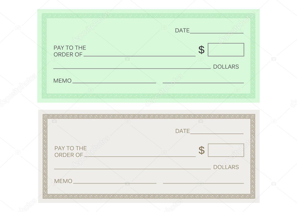 Blank check template. Check vector template. Banking check template