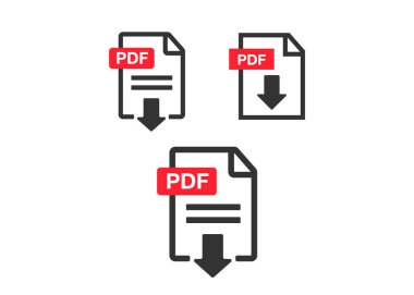 PDF dosya indirme simgesi. Belge metni, sembol ağı. Belge simgesi ayarlandı