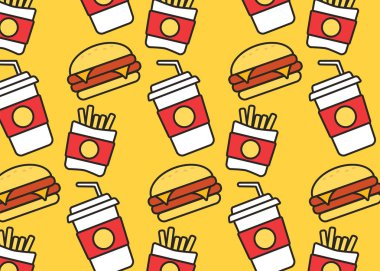 Burger patates kızartması. Fast food atıştırmalıkları ve içecekler.