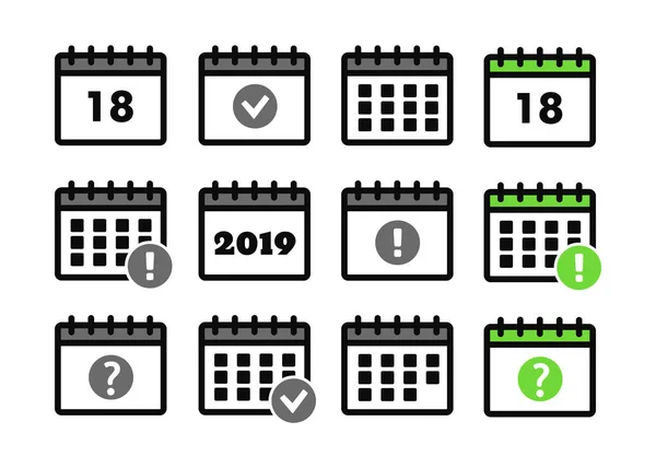 Vector Kalender Iconen Event Toevoegen Verwijderen Vooruitgang Vector Pictogrammen — Stockvector