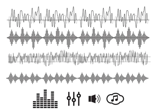 Signe Symbole Des Ondes Sonores Dans Style Plat — Image vectorielle