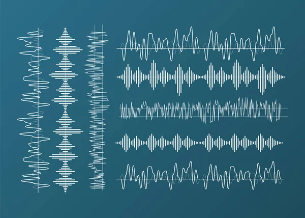Schallwellen Bilden Sich Musik Amplitude Wellenformen Equalizer Sprachaudioform — Stockvektor