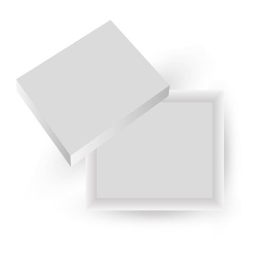 Kutusunun üst açık. Açık boş kareleri karton kutu beyaz. Mockup şablon tasarım ürünler için paket