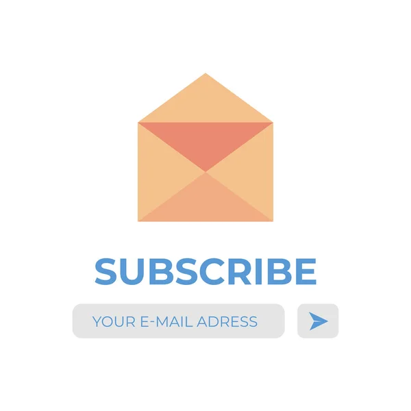 Mail Abonnement Vektor Umschlag Und Abonnement Taste Newsletter — Stockvektor