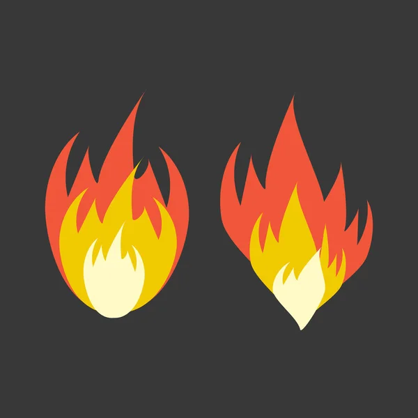 Les Flammes Feu Dessin Animé Sont Allumées Illustration Vectorielle Flamme — Image vectorielle