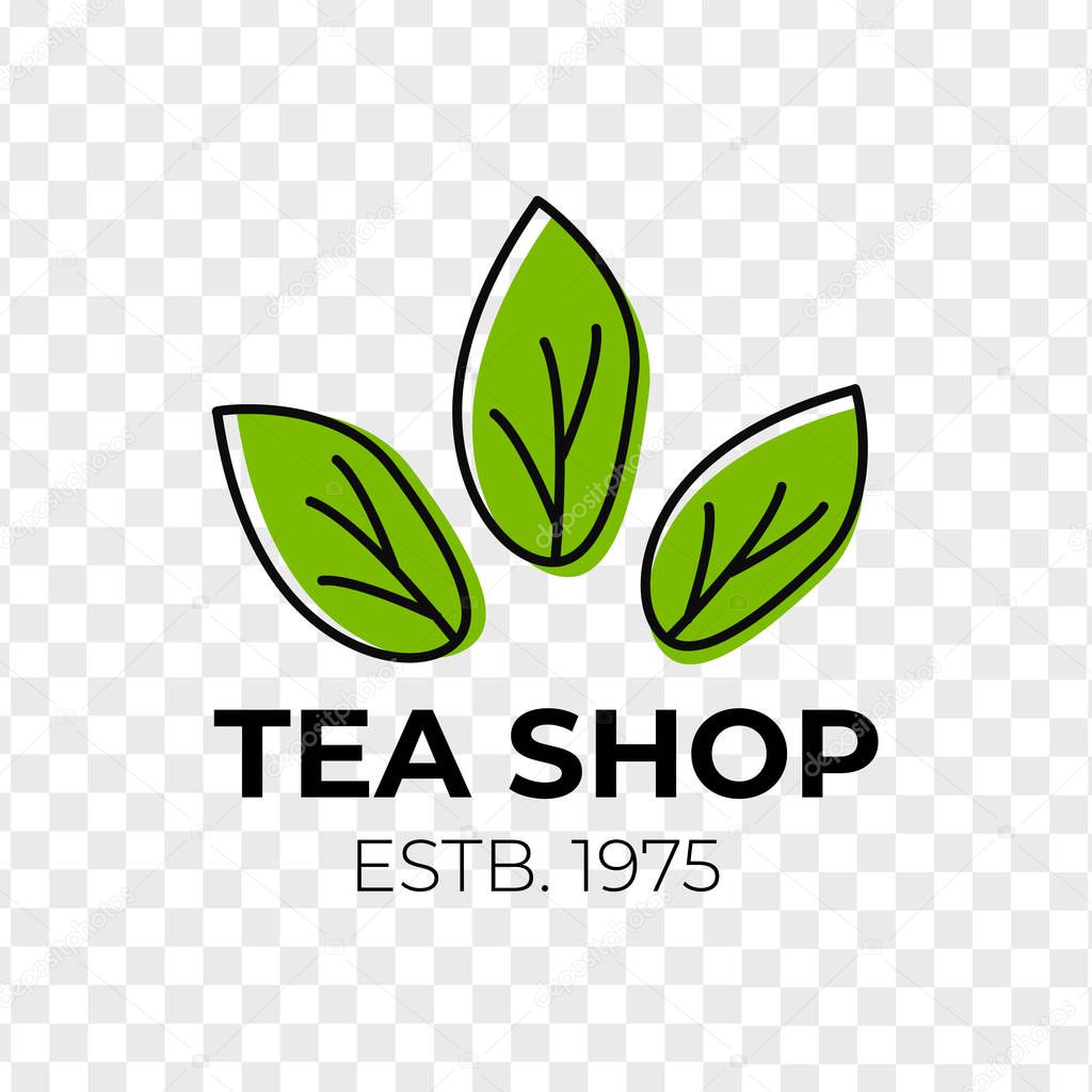 Tea leaf logo. Green tea vector icon