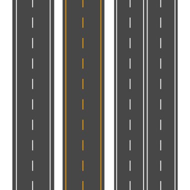 Yatay yollar. Sokak vektör yolu düz. Asfalt yol işareti