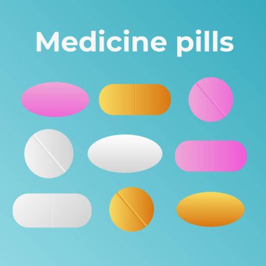 Tıp hapları. Uyuşturucu vektör. Antibiyotik ve vitamin hapı. İlaç hap vektör