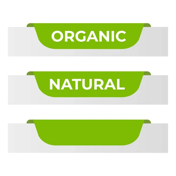 Natural Label Organic Label Green Color Leather Vintage Banner Badges — Stock Vector