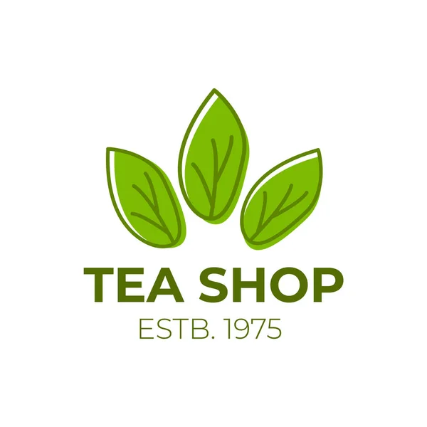 Tea Leaf Logo Grönt Vektor Symbol — Stock vektor