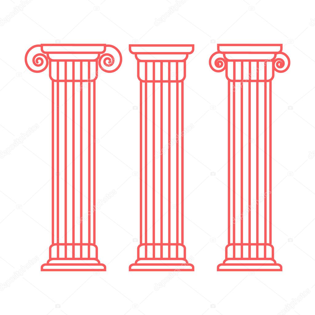 Greek and roman pillar. Outline vector pillar illustration