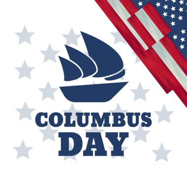 Kolomb Günü Amerika Birleşik Devletleri ulusal tatil Columbus gemi ile. Mutlu bayram günü vektör çizim