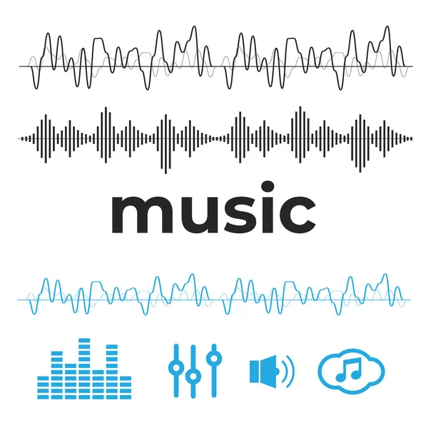 Ses Dalgaları Müzik Teknolojisi Müzik Seti Dengeleyici Ses Dalgası Formu — Stok Vektör