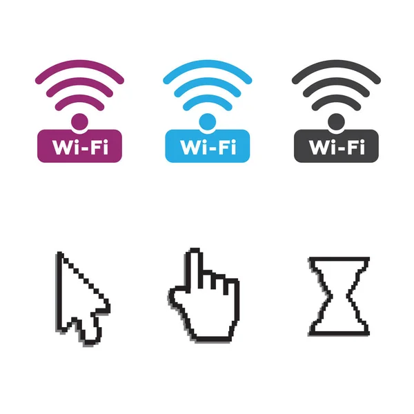 像素游标图标和免费 图标和 Wifi 应用程序 — 图库矢量图片