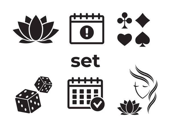 Segno Vettoriale Del Calendario Club Poker Set Segni Del Casinò — Vettoriale Stock