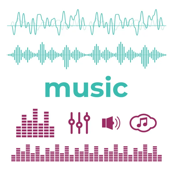 Signaalgolfset Analoge Signalen Digitale Geluidsgolven — Stockvector