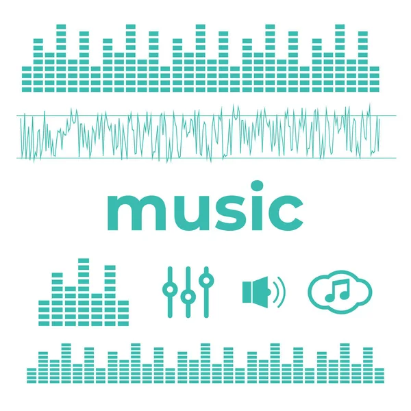 Vektör Sesi Soundwave Müzik Ikonları Radyo Dalgası Vektörü — Stok Vektör